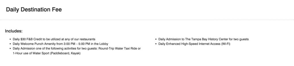 Tampa EDITION Destination Fee