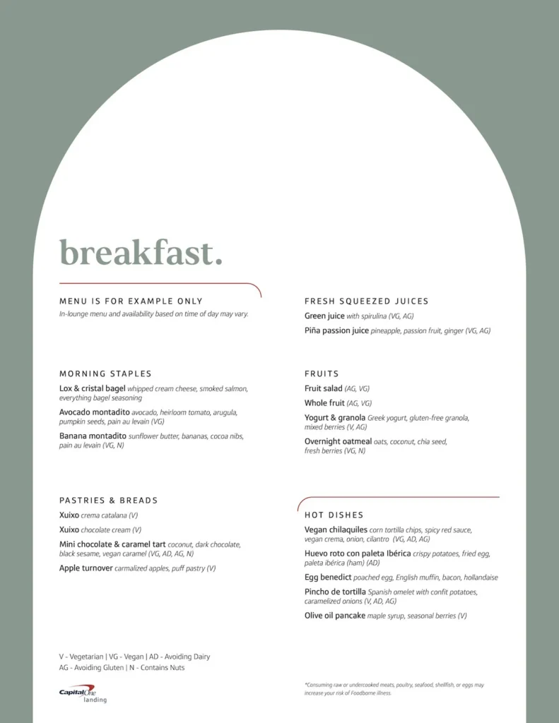 Capital One Landing LGA Menu
