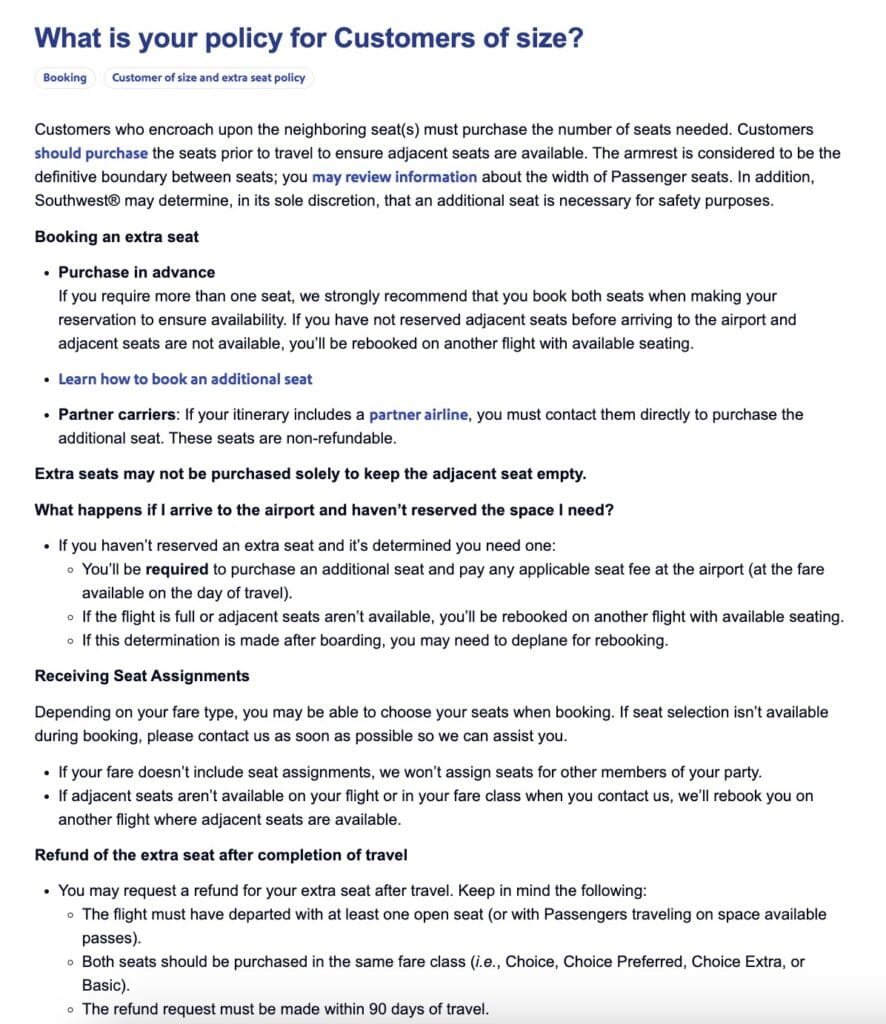 Southwest Customers of Size