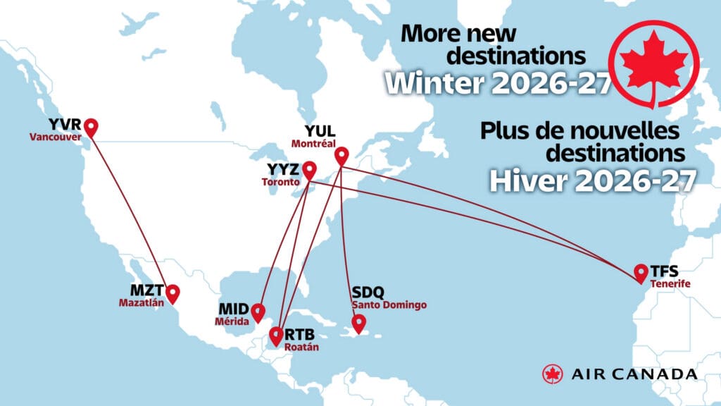 Air Canada Winter Map