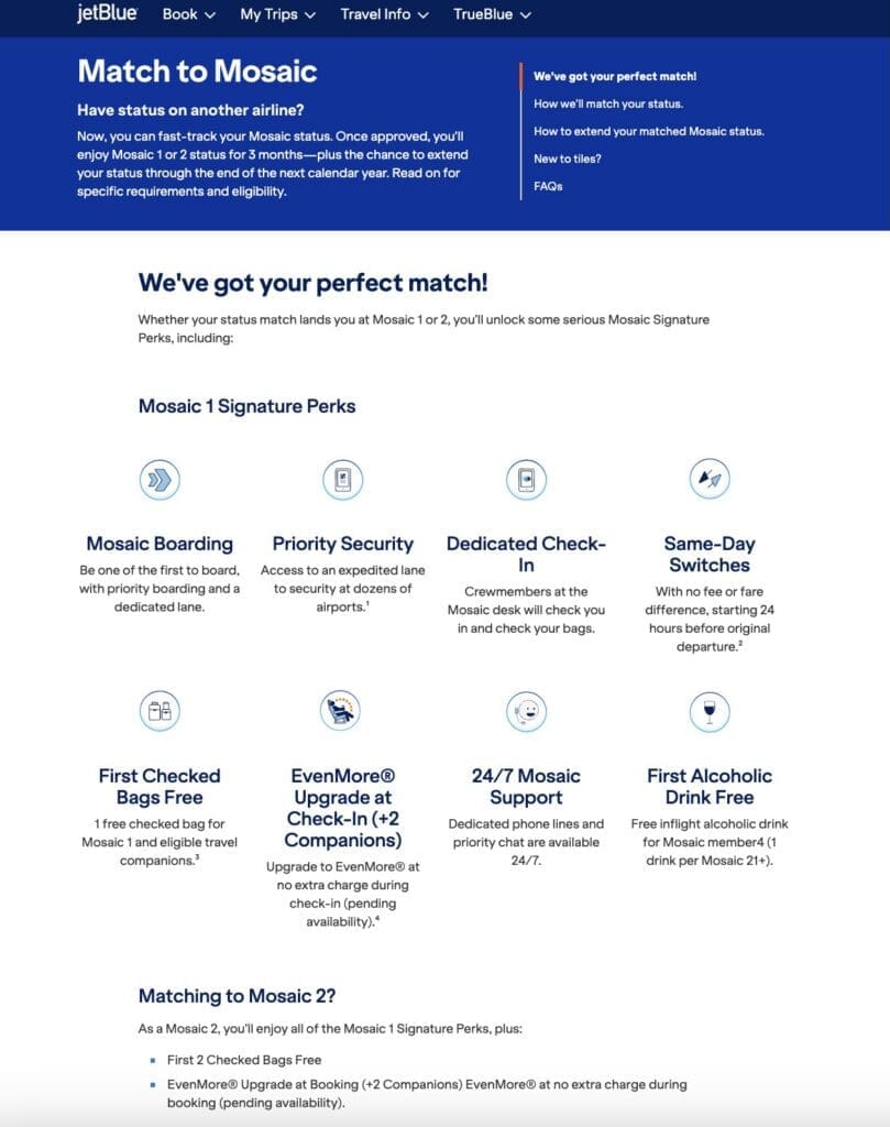 JetBlue Status Match