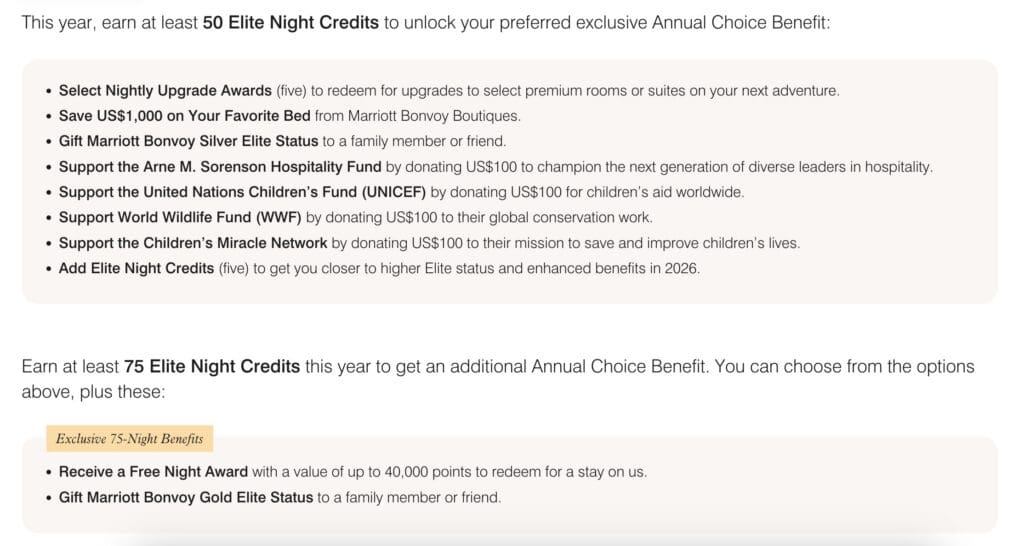 Marriott 2026 Choice Benefits