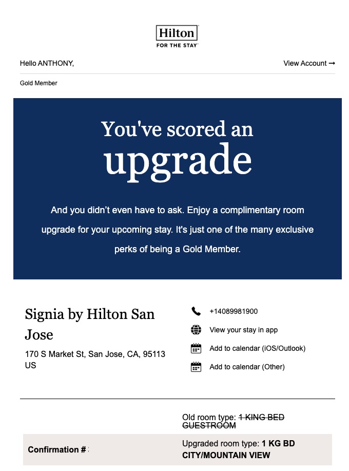 Hilton Signia Upgrade